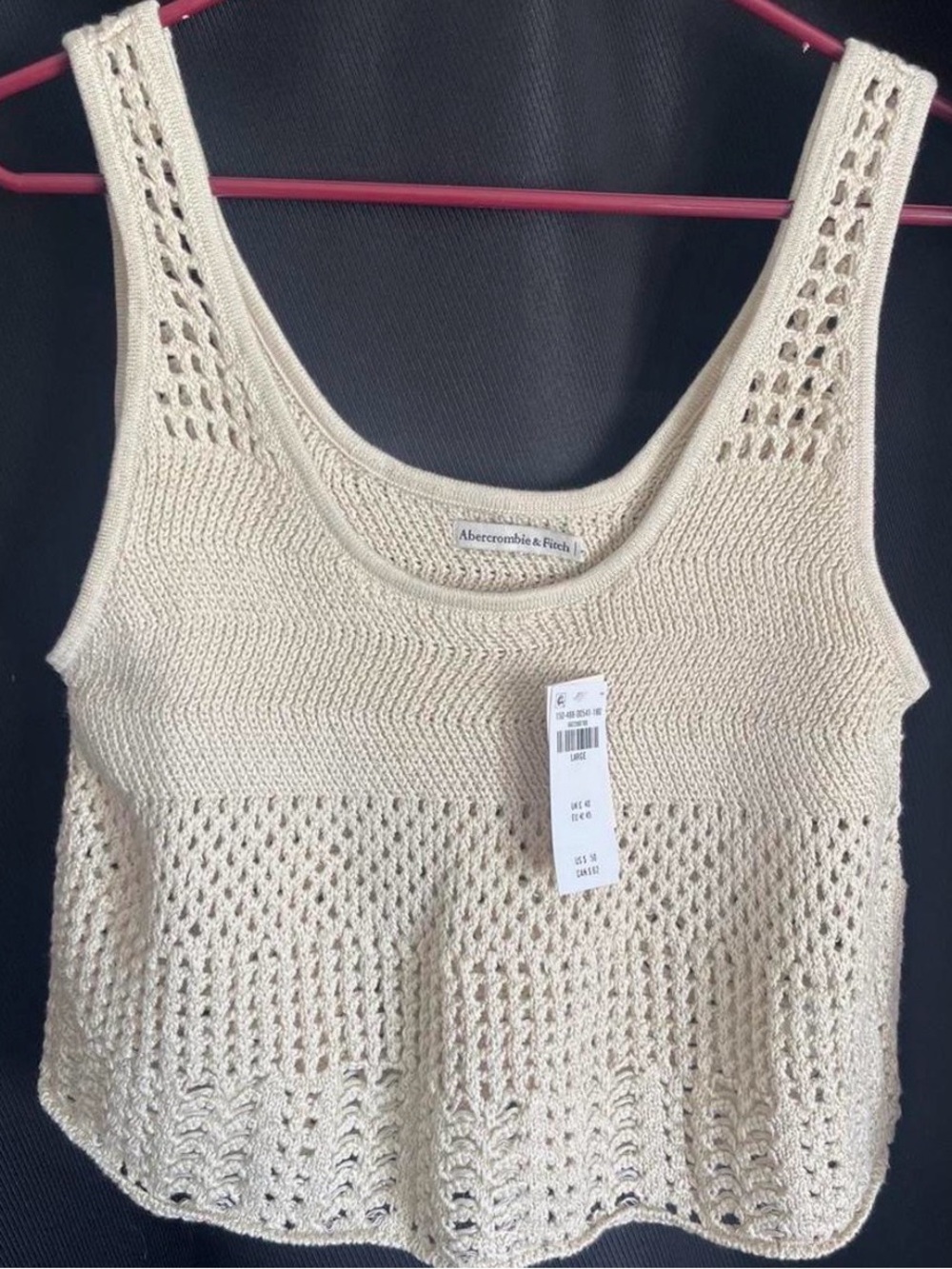 Abercrombie & Fitch Cream Crochet Knit Tank